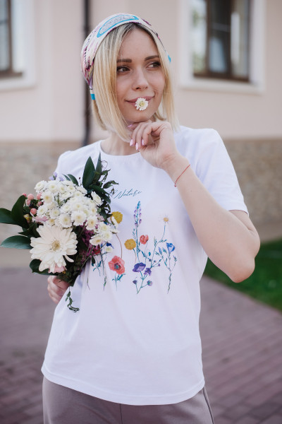 Купить Футболка Ф 279/2 (белый (полевые цветы)) на Неженке